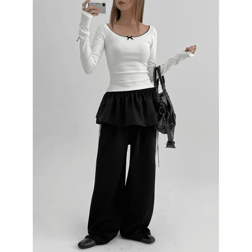 ブラックアップレッドシャーリングレイヤードラップスカート 5,421円