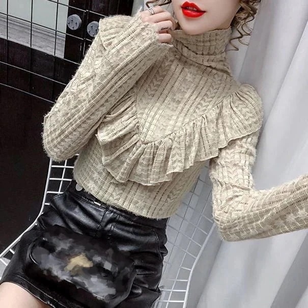 今っぽシアーシャツ 今年もクルーネックトップスベーシックニットラブリータートルネックレイヤードトッ 5,087円