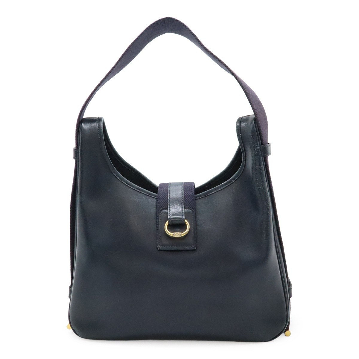 サコ ショルダーバッグ ワンショルダー 肩掛け 2WAY BOXカーフ ボックスカーフ ネイビー 紺 ゴールド金具 F刻