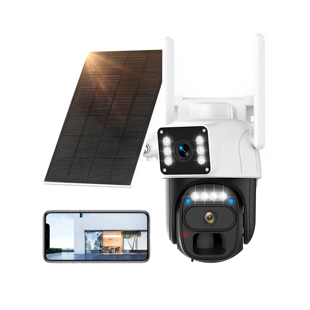 KURUMINA 防犯カメラ ソーラー 屋外 カメラ 3MP解像度 光学5倍ズーム 二重レンズ ワイヤレス 室外用 ソーラー 留守番カメラ 高速再生 遠隔操作 首振り 警報通知 双方向音声通話 見守り