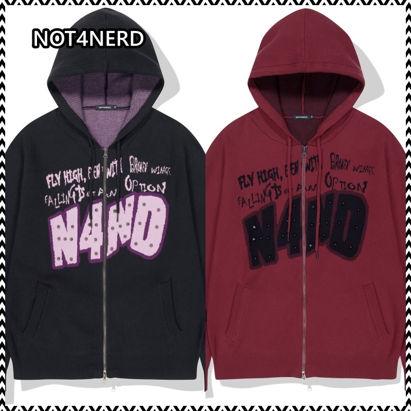 NOT4NERD Broken Wings Knit Hood Zip Up