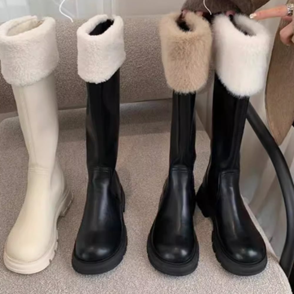 レディース ブーツ ロングブーツ フラット ぺたんこ 美脚 脚長 ファー ウール かわいい 大人可愛い きれいめ シンプル カジュアル 上品 おしゃれ エレガント キュート ガーリー ラフ クール