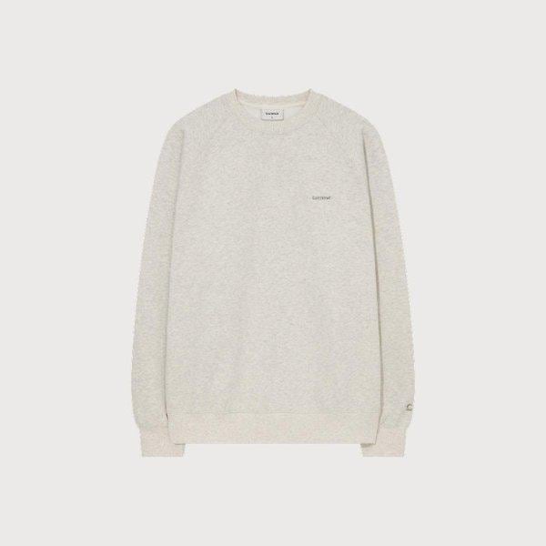 長袖Tシャツ JQS CO2503CR04-OT スモールロゴ 裏起毛スウェットシャツ オートミール