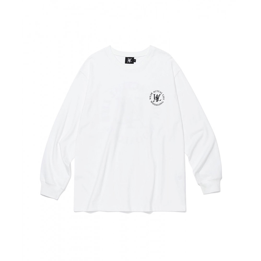 WOOALONG フローラのロゴが入った長袖 - WHITE