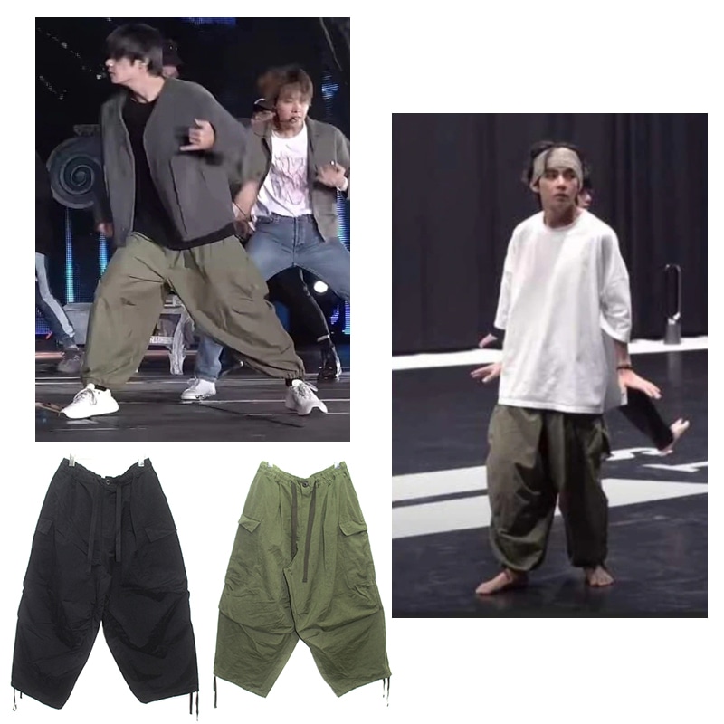 MENS BTS V着用 マス ワイド ビッグカーゴ バルーン パンツテテフォトカード付き