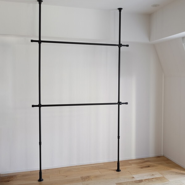 TOSO Naivis つっぱりハンガーセット二段 1.2m ブラック メーカー直送