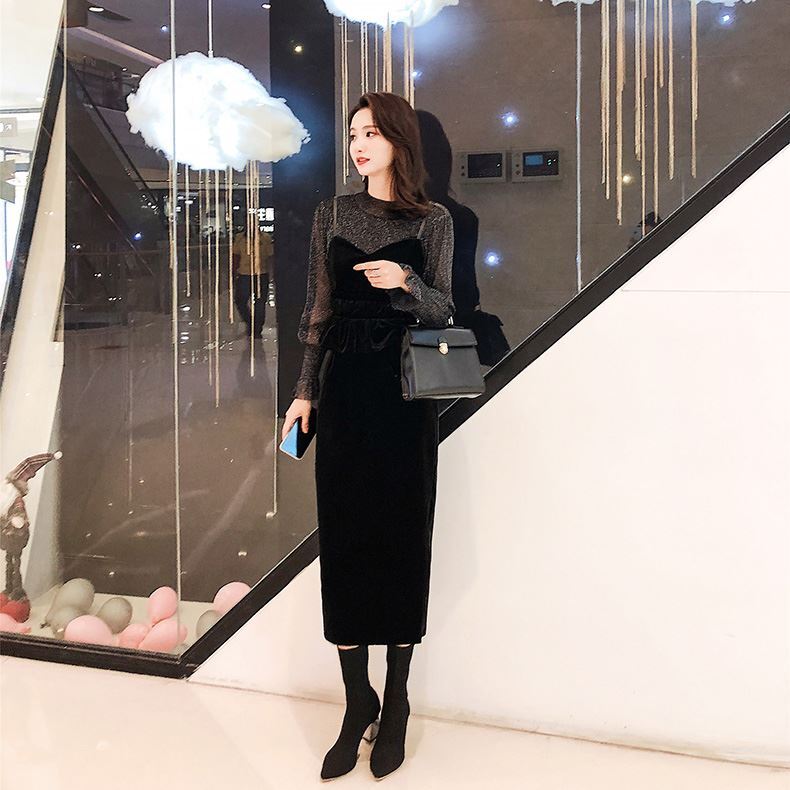 ドレス　ワンピース　二次会ワンピース　ロングドレス　結婚式ドレス　パーティドレス　フォーマルドレス　キャバドレス　お呼ばれドレス　タイトスカート　シースルー　透け感　ミニ丈　エレガント　清楚感　大人