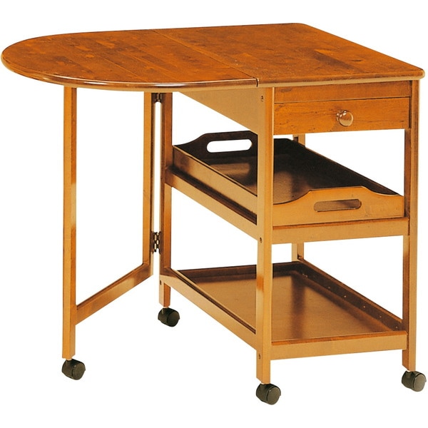 KW-415(BR) 木製テーブル付きワゴン ブラウン メーカー直送