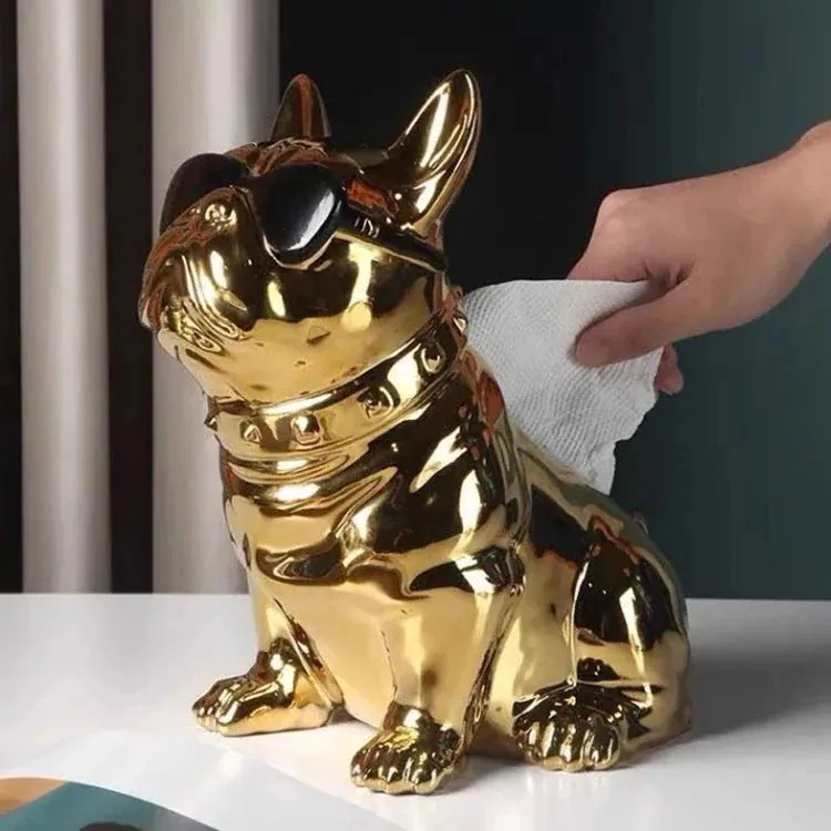 飾り物 北欧風 リビング ティッシュケース ギフト 動物置物 贈り物 かわいい プレゼント 犬 メッキ 雑貨 置物 玄関 犬置物 ティッシュボックス 結婚祝い インテリア おしゃれ 陶器 引越し祝い消