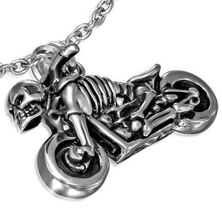 スカルバイクペンダントトップ 髑髏 ドクロ ゴースト 幽霊 ライダー バイカー 骸骨 ガイコツ 単車 オートバイ 面白い 3D 立体 アクセサリー 首飾り ネックレス stt00-00-0668