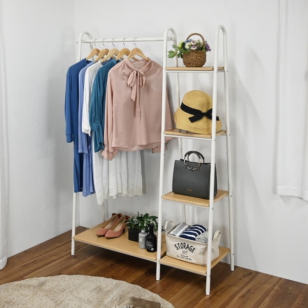 フクダクラフト AH-1695 NAO ハンガーラックワイド棚付き メーカー直送