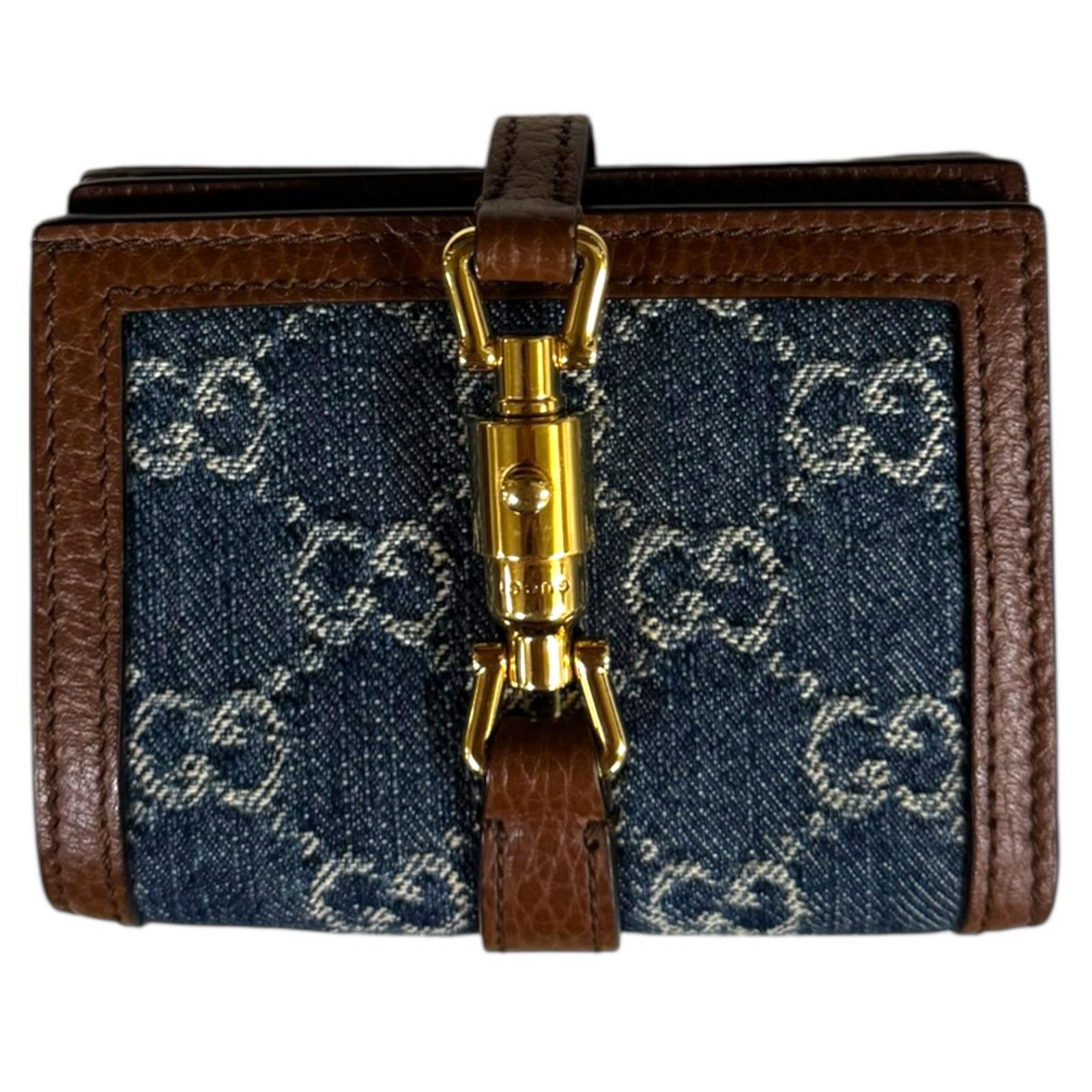 グッチ GGデニム ジャッキー1961 二つ折り財布 デニム 645536 GUCCI 中古 美品
