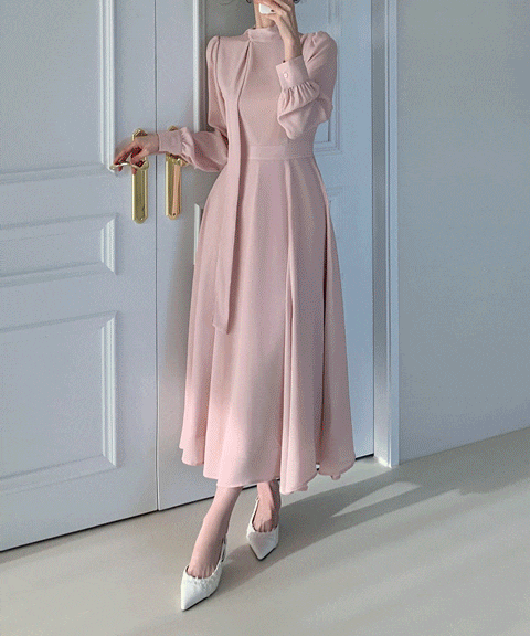 リボンシフォンロングワンピース