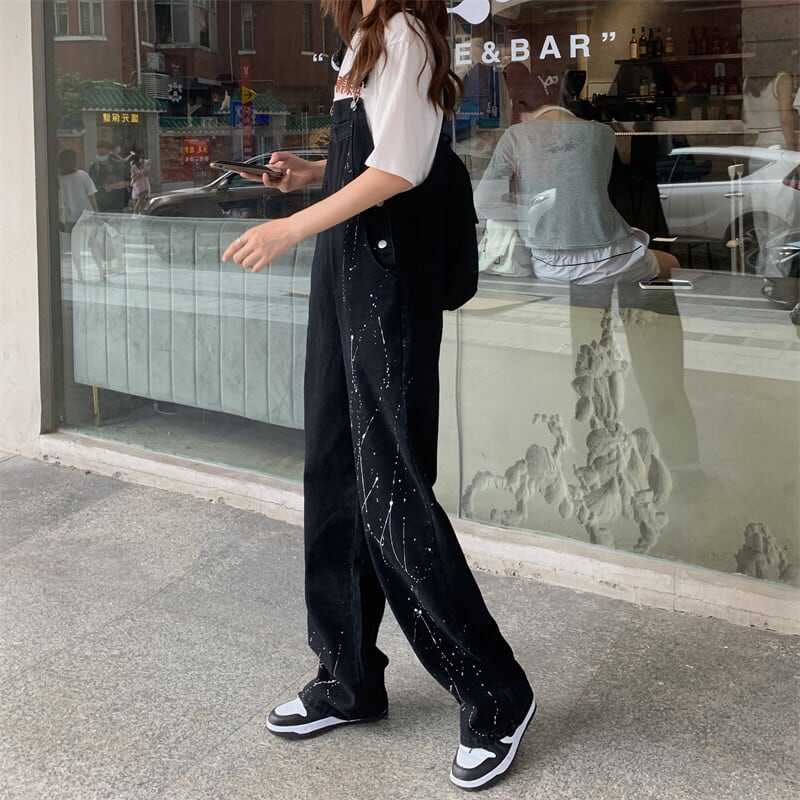 ボトムス ボトム おすすめ おしゃれ お洒落 激安 安い プチプラ デニム オーバーオール サロペット 落書き パンツ ゆったり 動きやすい 韓国 流行り 楽ちん 春 スプリング 夏 lon