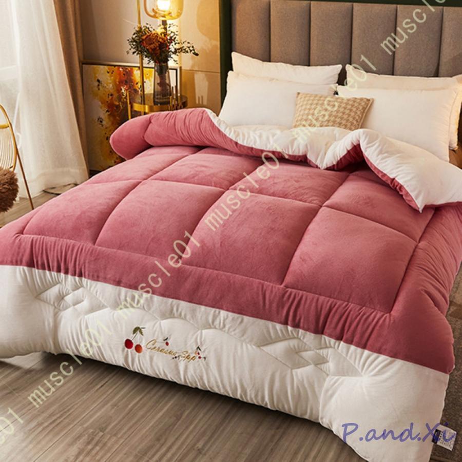 掛けふとん 掛け布団 冬 キルト シングル ダブル フランネル 厚手 あたたかい 洗える ふわふわ 冬用毛布 接触温感 ブルー グレー ピンク ブランケット 防寒