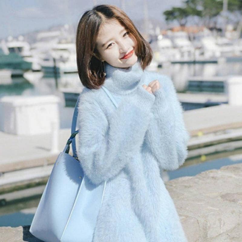 プルオーバー ゆったり インナーワンピース アウター 長袖 シンプ ミディアム丈 ニットワンピース レディース 無地 ストレートワンピース 秋冬 新品限定SALEロングワンピース ハイネックワンピース