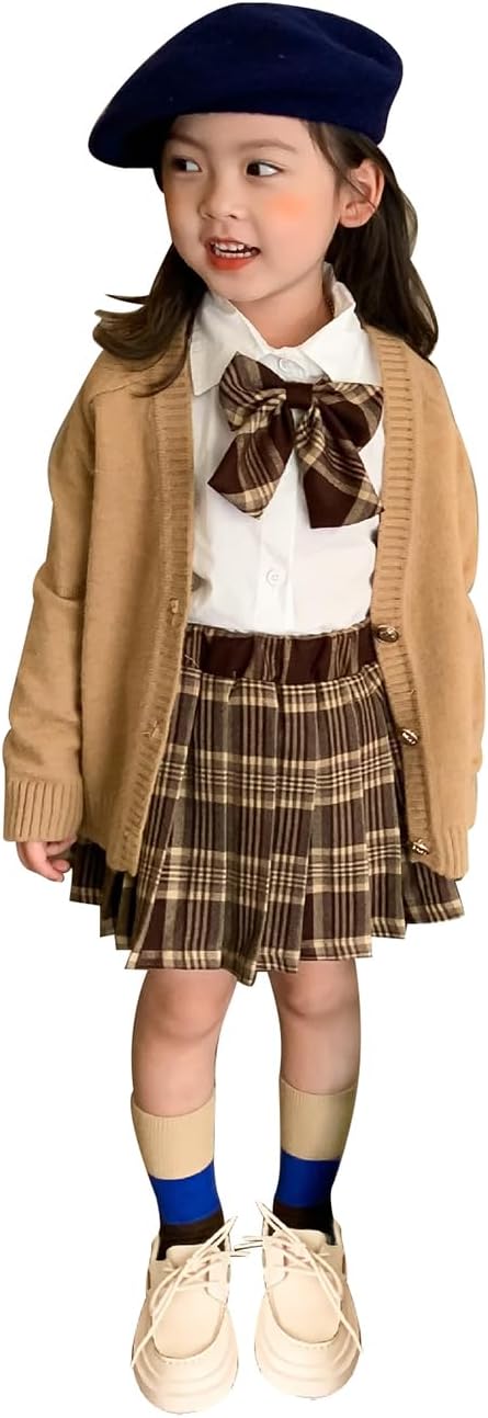 [Sky]子供制服 女の子 フォーマル JK制服 スクールカーディガン シャツ スカート 蝶結び 4点セット かわいい 子供 入学式 卒業式 入園式 制服 卒園式 七五三 ガールズ 紺色 誕生日 発表