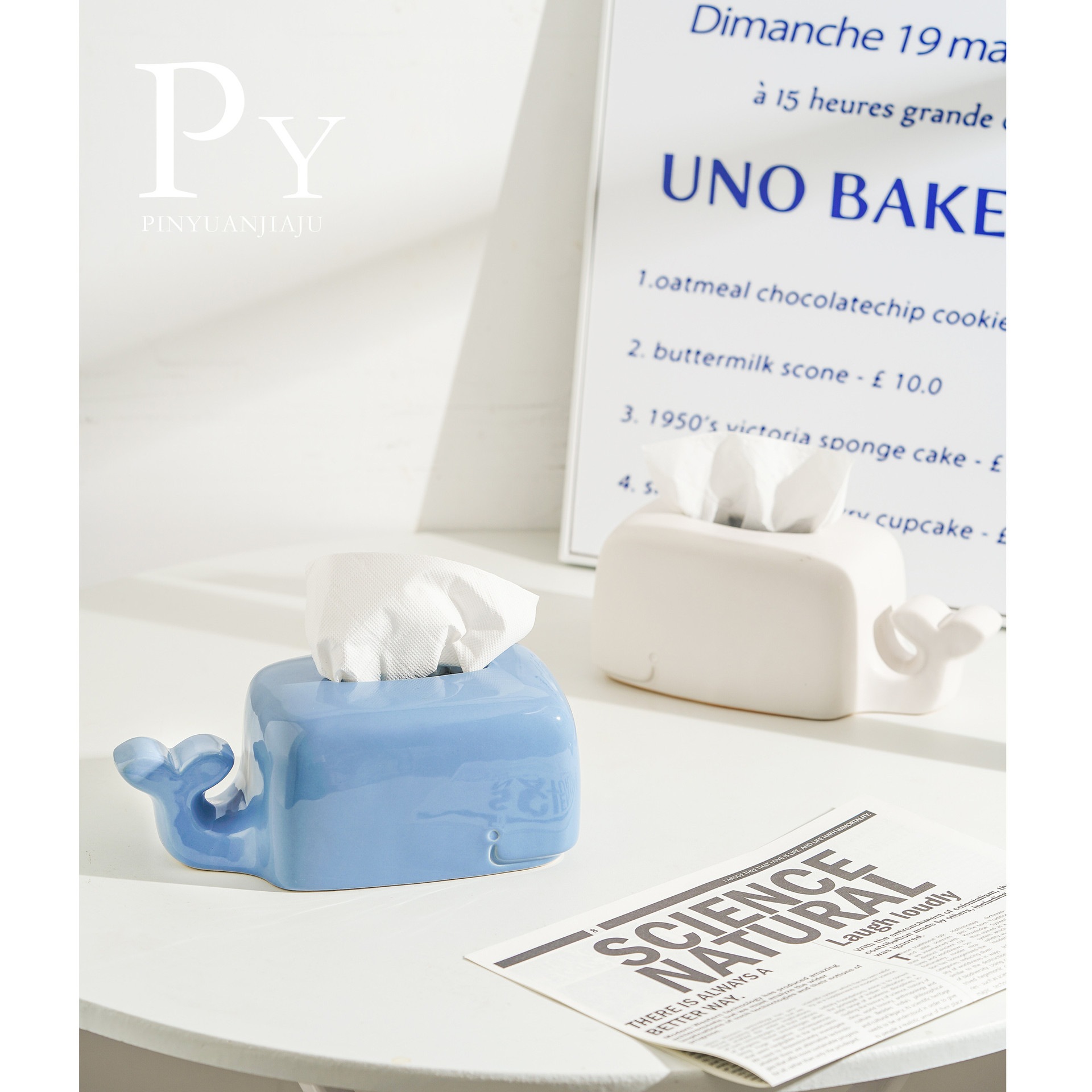 11 シンプルなハイエンドセラミックティッシュボックス収納スタイルバスルームペーパーボックスリビングルーム家庭用贅沢な装飾品 r n1001-スカイブルー r n1002-マットホワイト r n1