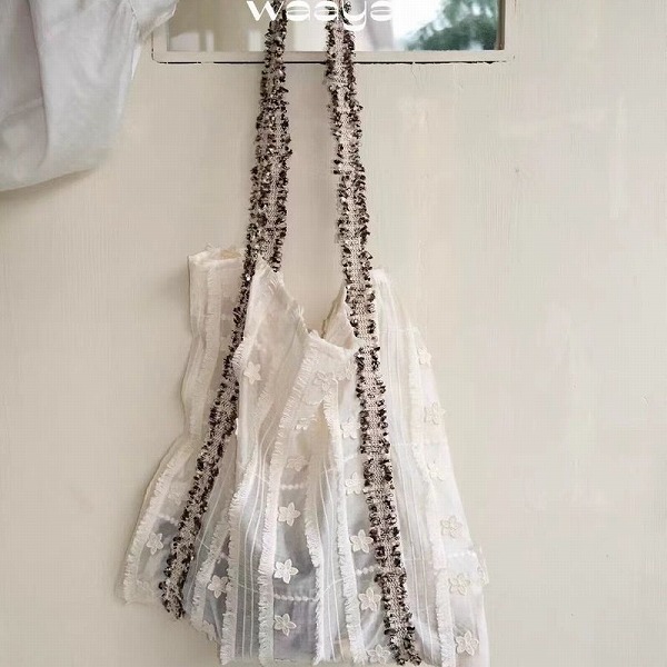 トートバッグ ハンドバッグ 布バッグ ショルダーバッグ レース レディース