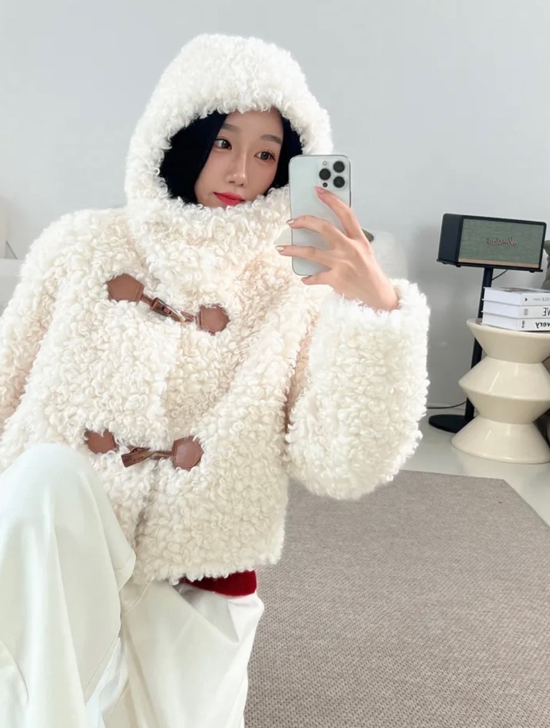 類似品注意 (2color) 高クオリティー プードル 餅つきファー ムートン ポグリ ジャケット [ブラウン color 注文 殺到]