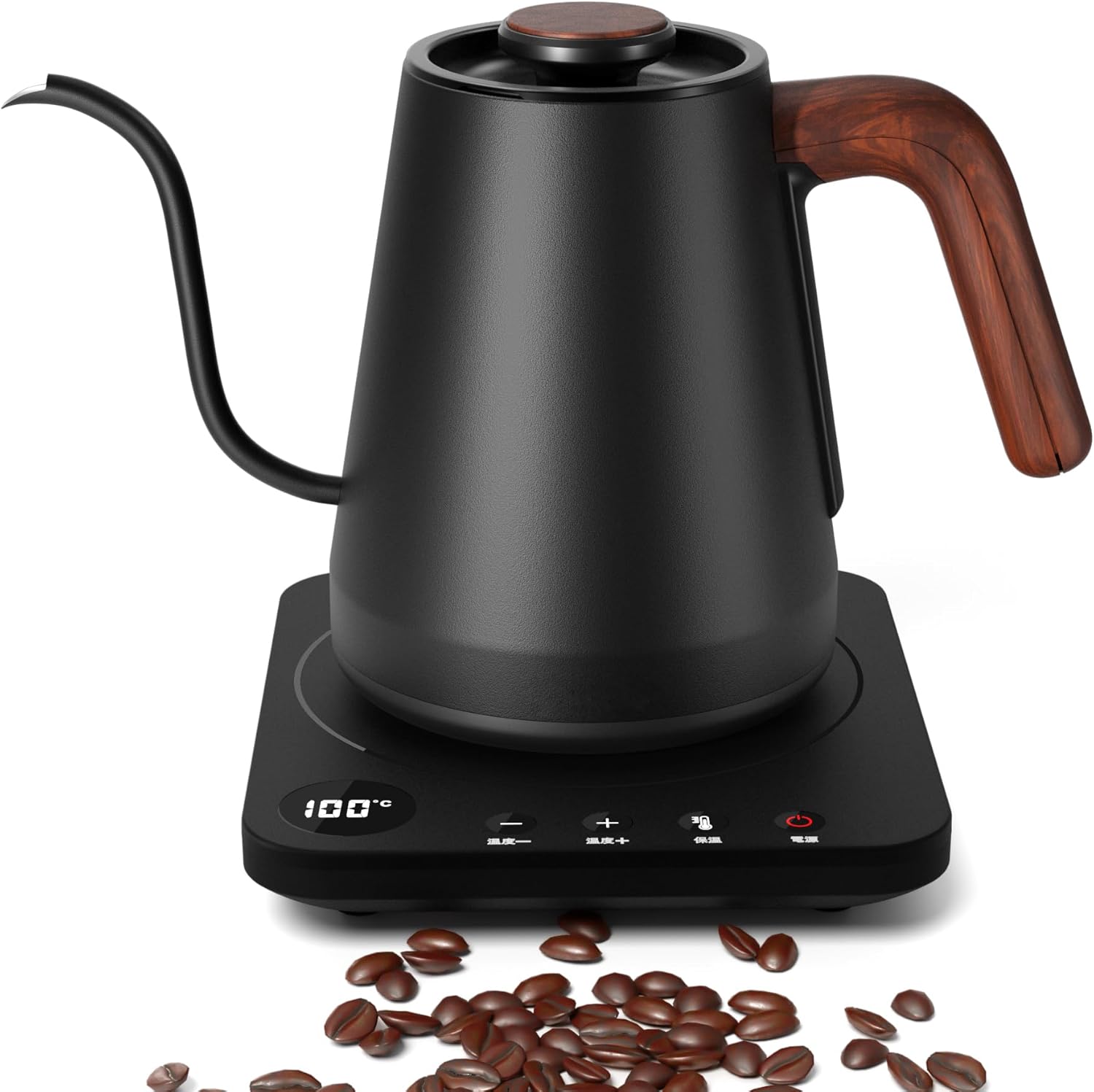 電気ケトル コーヒー HAGOOGI ハゴオギ ドリップケトル 1.0L 1200W コーヒーポット 温度調節 1℃単位 /保温機能/空焚き防止/通知音オン・ ポット 木目調 キッチン用品 ブラック