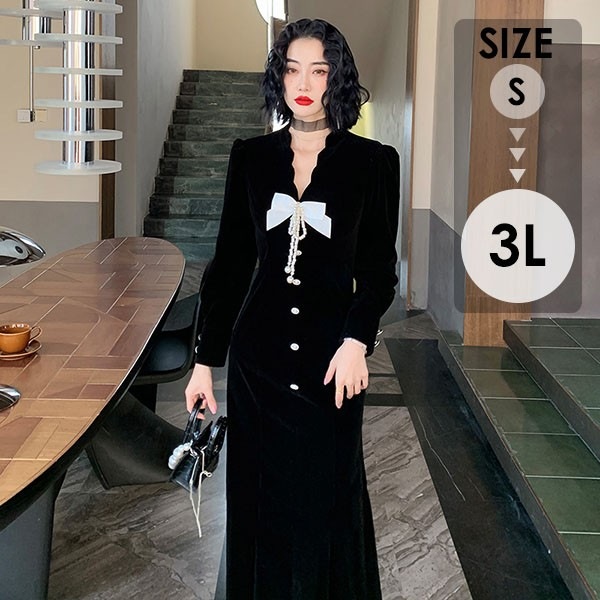 ロングドレス ドレス マーメイド 黒 ワンピース 袖あり カシュクール 大人 演奏会 ピアノ 発表会 結婚式 母親 ドレス ロング 体型カバー 謝恩会 卒業式 花嫁 ステージ ブラック 20代 30代