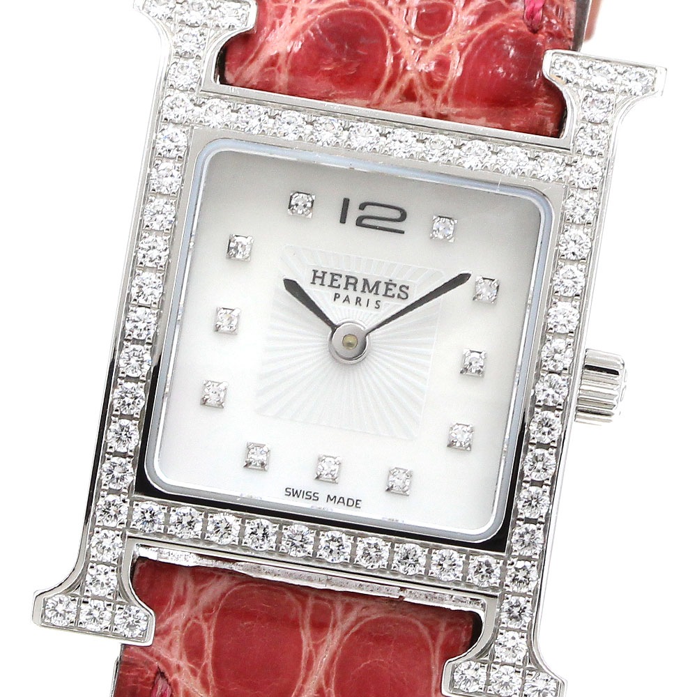 エルメス HERMES HH1.230 Hウォッチ ダイヤベゼル 11P クォーツ レディース _916989【中古】
