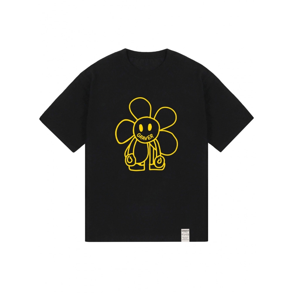 グラバーコミックスラインフラワードローイング半袖Tシャツ 6color