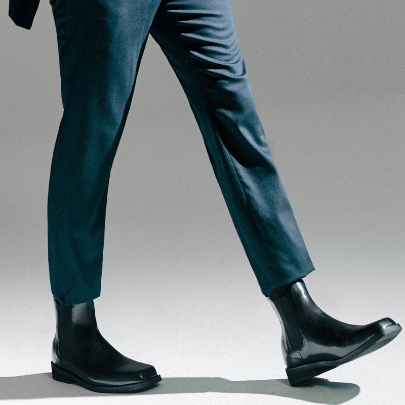 【JFGMALL】レテルスクエアトチェルシーブーツブラック