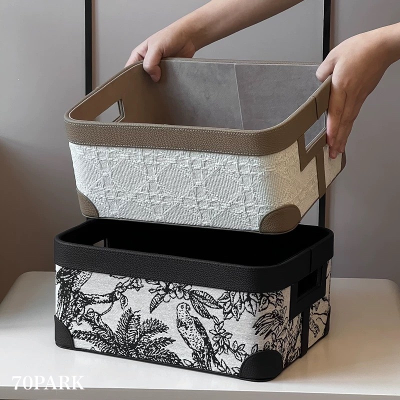 レザー ジャガード 収納 ボックス 全2色 バスケット 小物入れ ボックス おしゃれ 韓国インテリア 韓国雑貨 韓国っぽ インテリア雑貨 韓国 70PARK