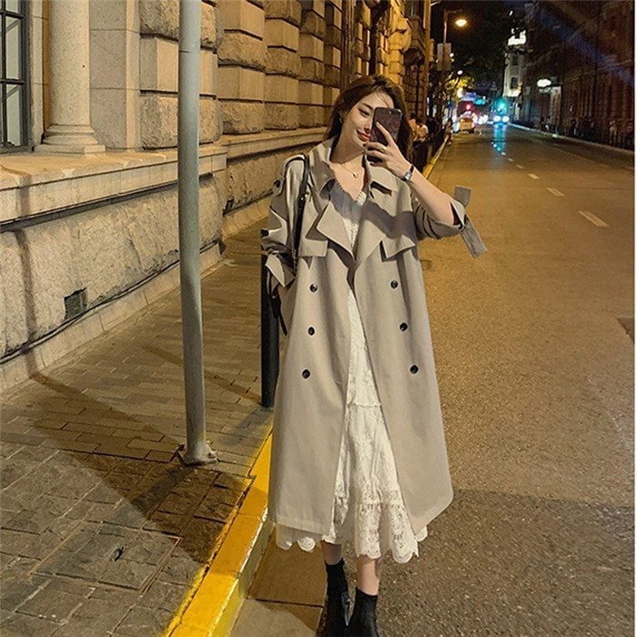 トレンチコート レディース 秋コート 長袖 ミディアム丈 アウター ジャケット ベルト付き