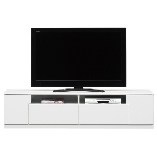 ローボード(テレビ台/テレビボード) ホワイト 幅180cm：46型80型対応 オープン収納棚付 日本製 完成品