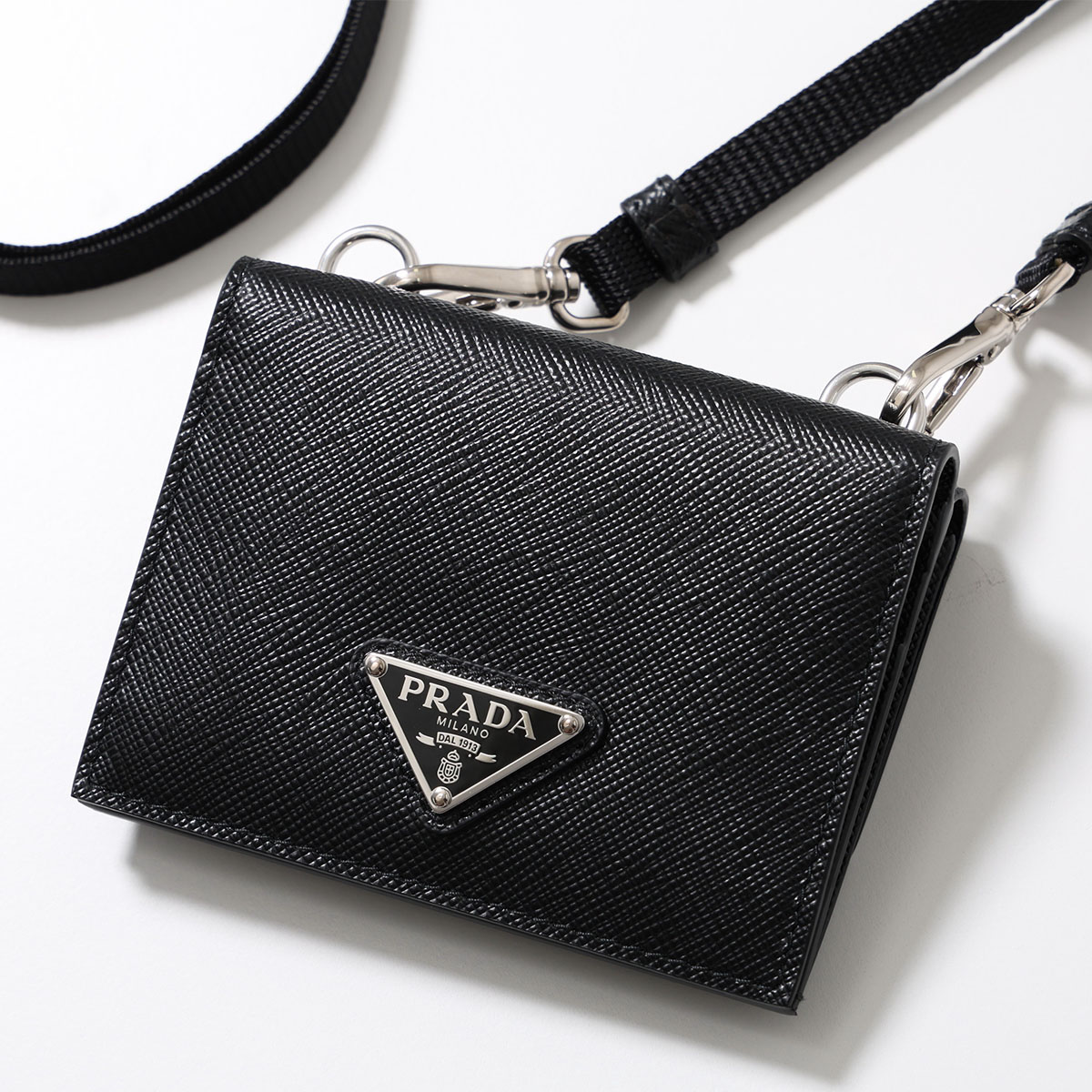 PRADA プラダ カードケース 2MR035 QHH メンズ レザー コインケース 小銭入れ トライアングルロゴ ミニ財布 ネックストラップ付 F0002/NERO