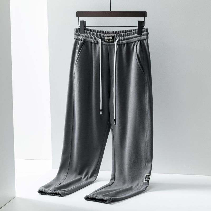 コーデ メンズ シンプル ファッション オシャレ かっこいい 大きいサイズ ストリート 紳士 白 スウェット パンツ ソフト ニット カジュアル パンツ カレッジ シンプル テザー ズボン