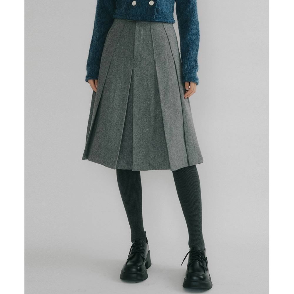 レオグスーンプリーツミディスカートグレー