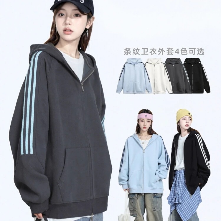 【本日限定SALE】2025 春夏 韓国 かわいい レディース バイカラーフード付きフーディーアウター羽織りスポーティー長袖配色コーデトップススポーツサイズサイドカジュアルシルエットファッション系ダ
