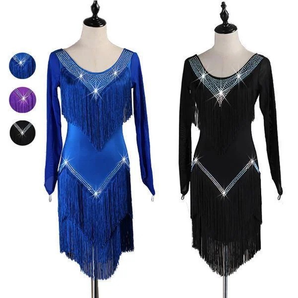 【S~2XL】ラテン衣装 社交ダンス ドレス ワンピース ダンス衣装 スタンダード ワルツ 競技着 練習着 発表会ドレス サイズ指定可