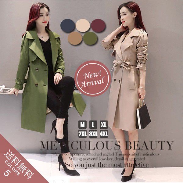 トレンチコート レディース トレンチ ロング アウター スプリングコート 通勤 カジュアルコート結婚式 ロング