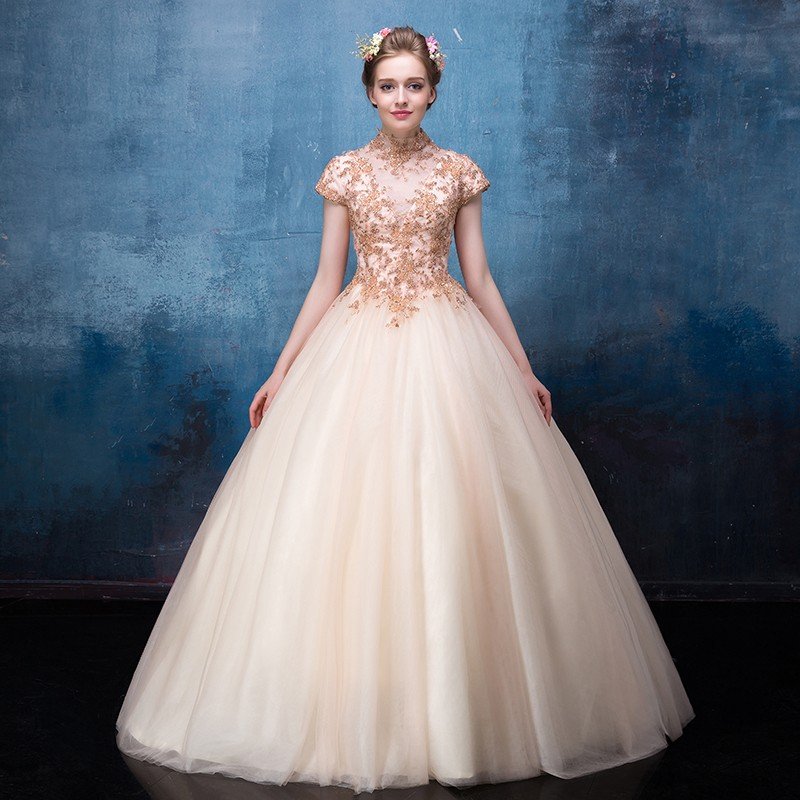 ウェディングドレス 演奏会用ロングドレス カラードレス 人気 ペールオレンジ カラオケ大会 ステージ衣装 オーダーメイド可能