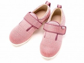 徳武産業 あゆみシューズ 介護靴 施設用 ダブルマジックIII ニット 7E ピンク 両足LLサイズ 7048