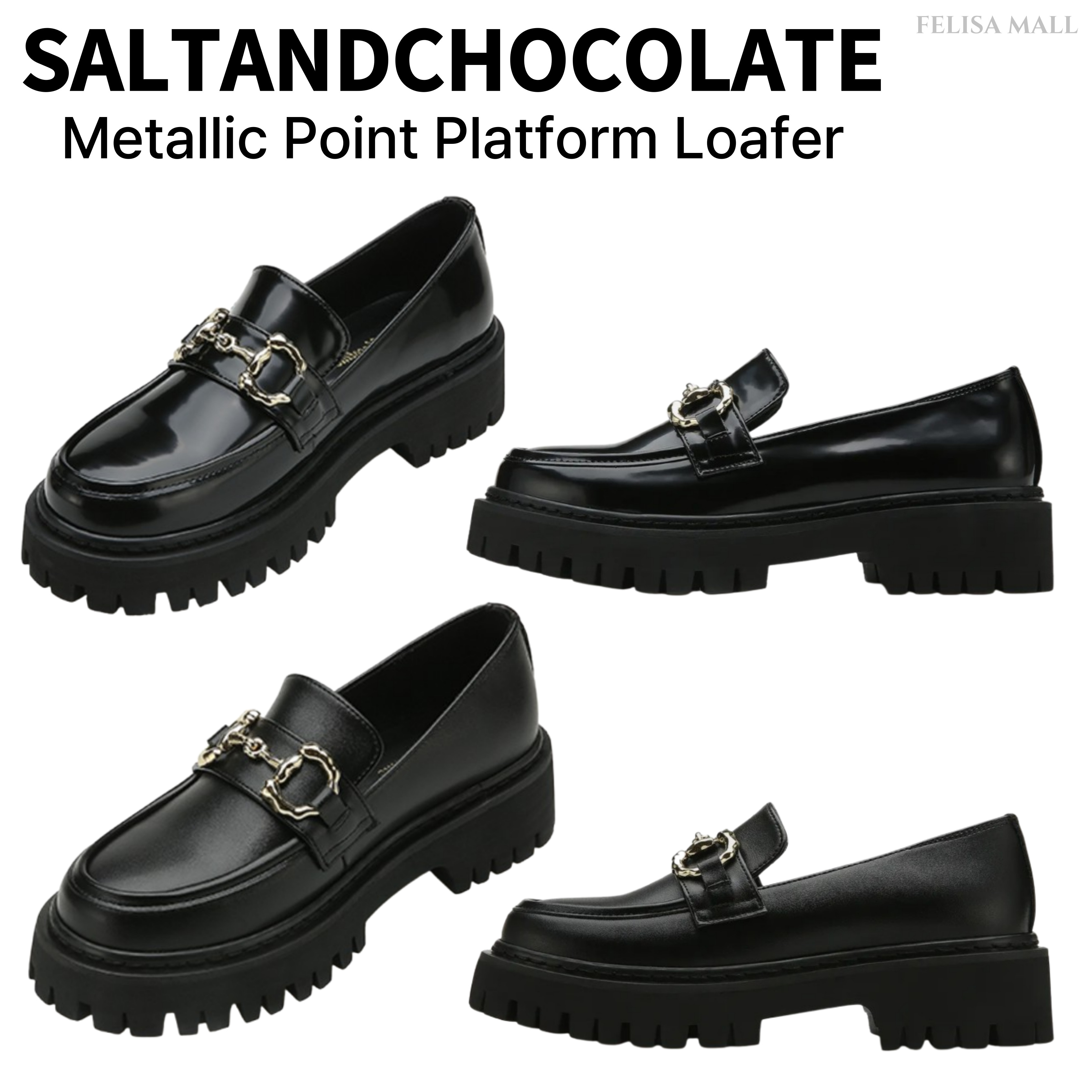[SALT&CHOCOLATE] メタリックポイント ローファー Metallic Point Platform Loafer 韓国人気 韓国アイドル着用