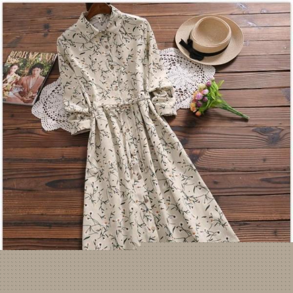ワンピース レディース 40代 50代 きれいめ 秋 冬 秋冬 花柄 襟付き 長袖 ロング丈 Aライン