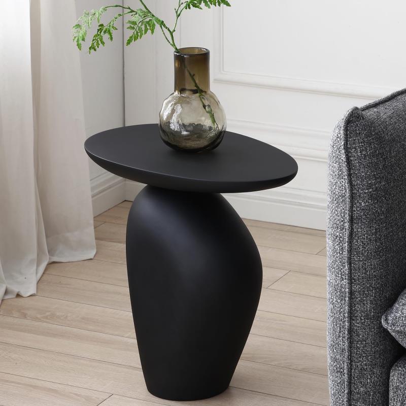 Hazoaeブラックサイドテーブルデザイン小型コーヒーテーブルモダンなファイバーグラス製セーフティーテーブル防水・抗傷テーブル/ベッドサイドテーブル リビングルーム 寝室オフィスアパートメ