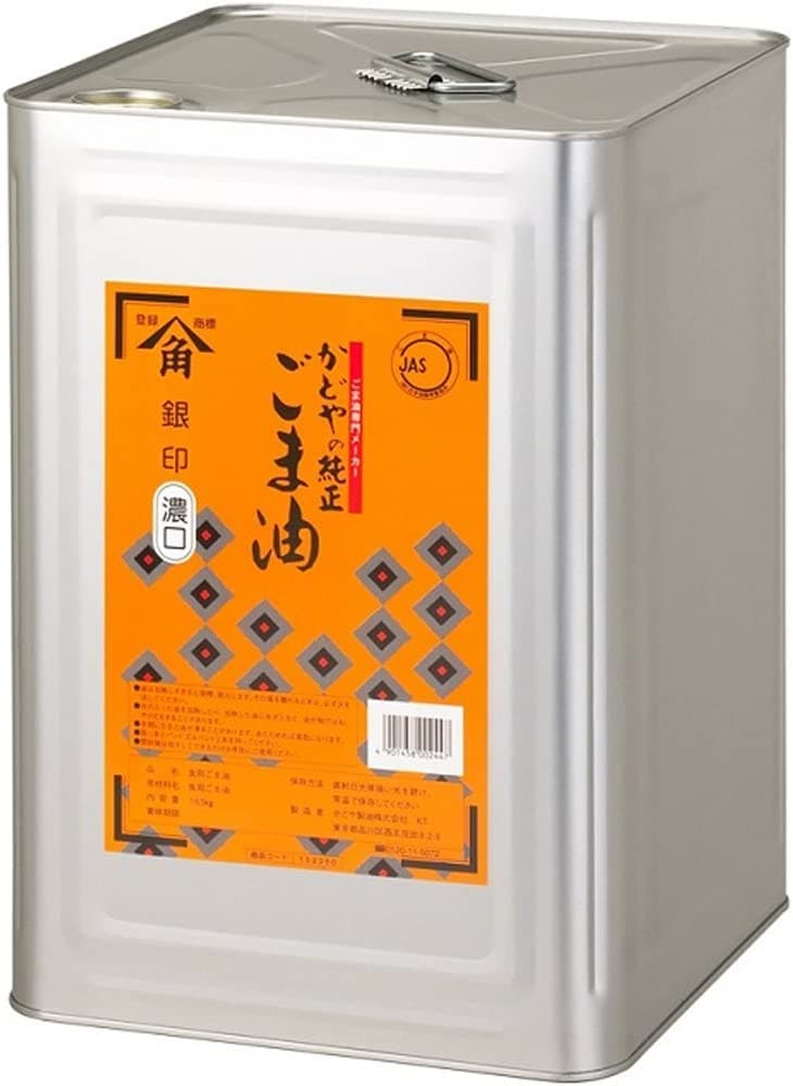 かどや 純正 ごま油　銀印　濃口16.5kg 　缶