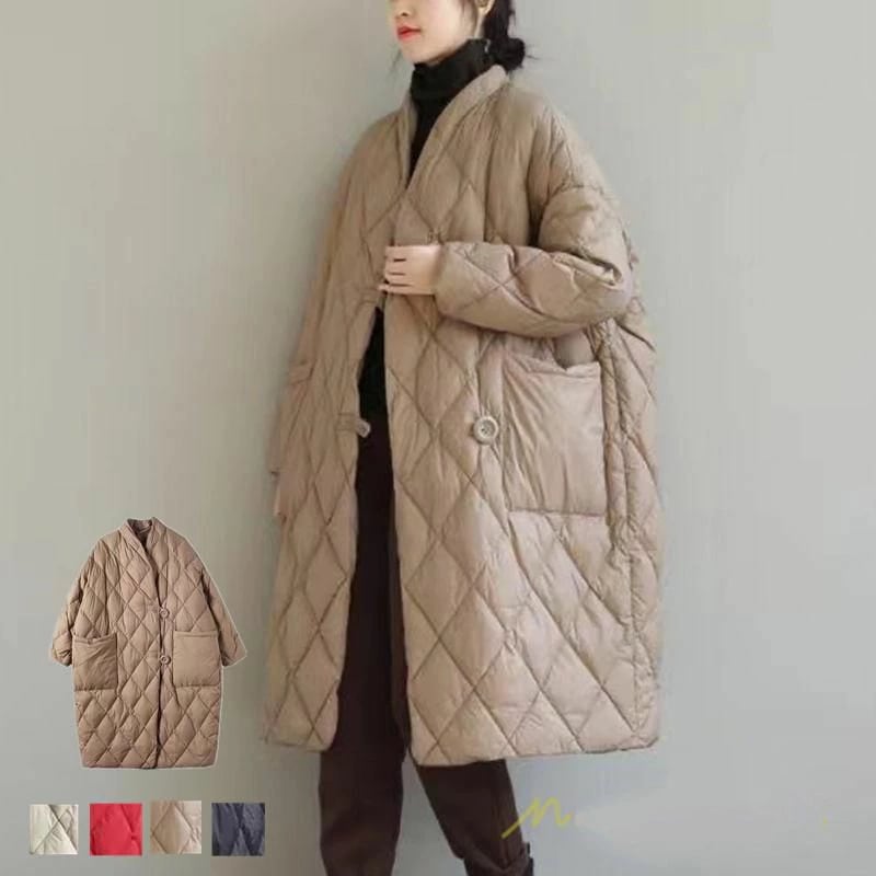 キルティングコート ロングコート レディース アウター 防寒 中綿 秋 冬アウター 長袖 冬服 立てネック キルティングジャケット 大きめ ゆったり 冬 秋 冬服 秋服 ギフト 誕生日プレゼント 母の