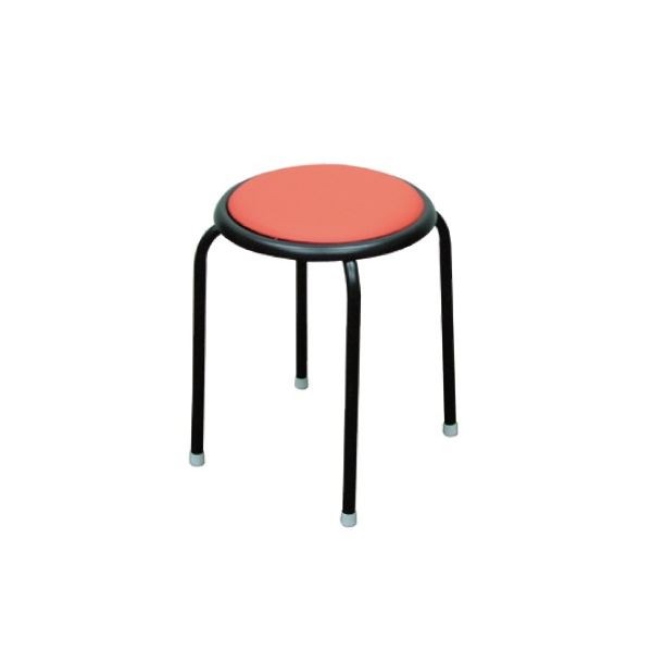 シンプル スタッキングチェア (同色10脚セット レッド×ブラック) 幅32cm 日本製 スチールパイプ