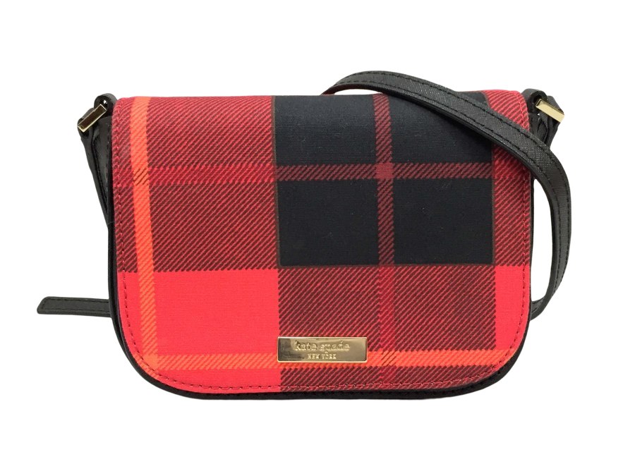 ショルダーバッグ チェック柄 キャンバスレザー 中古品