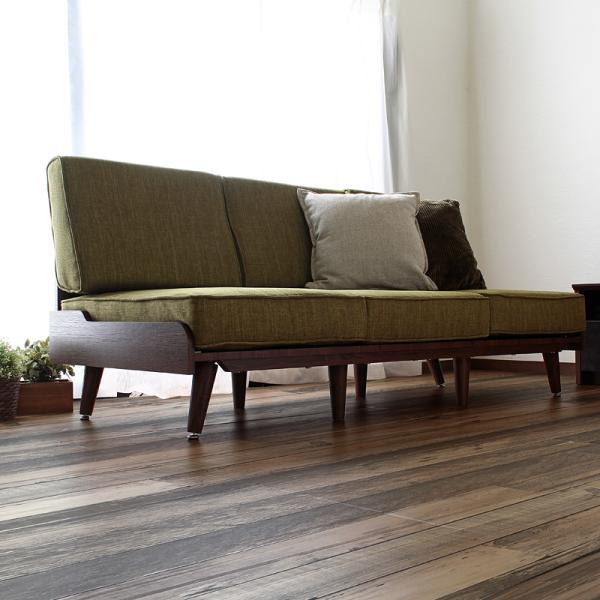 ソファ 3人掛け 三人掛 ソファー グリーン 緑 グレー ネイビー おしゃれ コンパクト 背もたれ 肘なし 脚付き コイルスプリング 北欧 カフェ風 ナチュラル 木目