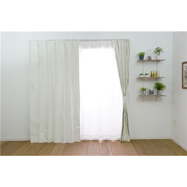 遮光カーテン/遮音カーテン (幅100cm×丈200cm アイボリー 1枚入) 遮光1級 タッセル付 形状記憶加工 『ノーチェ』