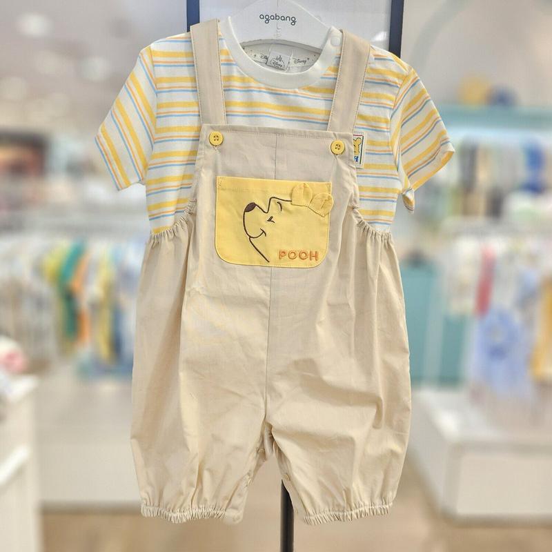 かわいいクマのポイントのオーバーオール上下セット_ESS